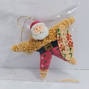 VINTAGE REAL STARFISH SANTA CLAUSE ALOHA HAWAII SURF THEMED CHRISTMAS ORNAMENT